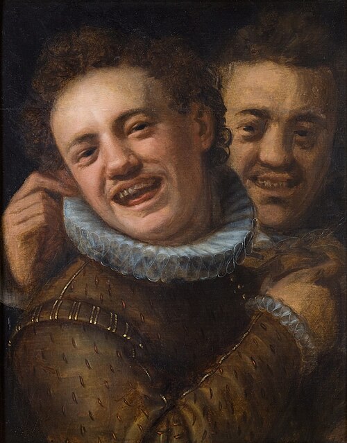 Two laughing men (double self-portrait), 1574, Hans von Aachen