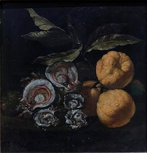 Nature morte aux huîtres et aux coings, 1728, Giuseppe Recco