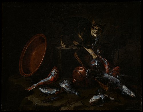 A Cat Stealing Fish, 1660, Giuseppe Recco