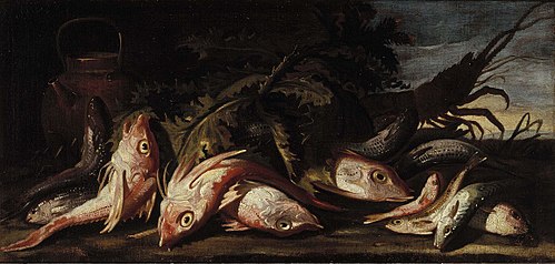 Still life with fish, 1650, Giuseppe Recco