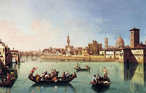 View af the Arno in Florence, 1750, Giuseppe Zocchi