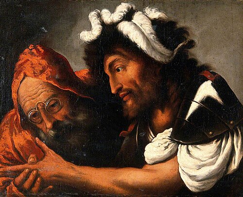 A Fortune-Teller Reading the Palm of a Soldier, , Pietro della Vecchia