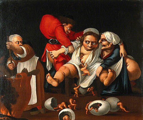 A Grotesque Accouchement, , Pietro della Vecchia