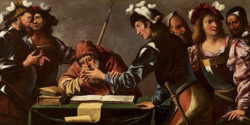 Les soldats au chiromancien., 1700, Pietro della Vecchia