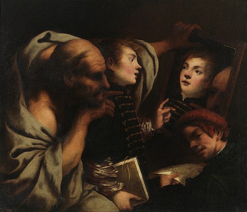 Socrates and two students, 1601, Pietro della Vecchia