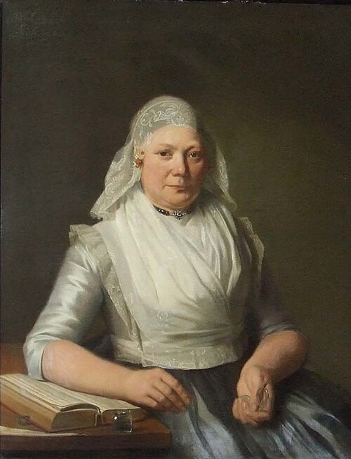 Portret van een onbekende vrouw in Friese dracht, 1802, Willem Bartel van der Kooi