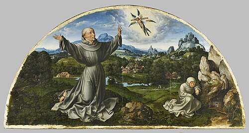 Retable de la Déploration Christ : La Stigmatisation de saint François d'Assise, 1522, Joos van Cleve