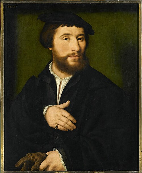 Man dressed in black holding gloves, 1530, Joos van Cleve