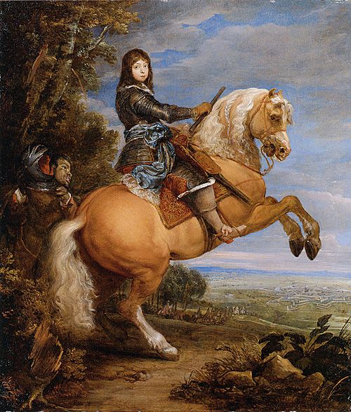 Equestrian portrait of Louis II, Prince de Bourbon ('Le Grand Condé') (1621-1686), with a servant, 1645, Gonzales Coques