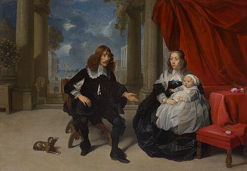 A family on a terrace, , Gonzales Coques