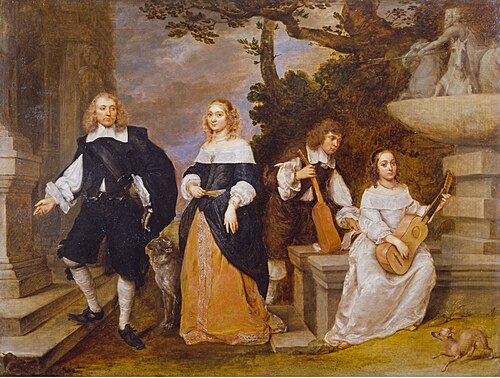 A Family Group by a Fountain, 1660, Gonzales Coques