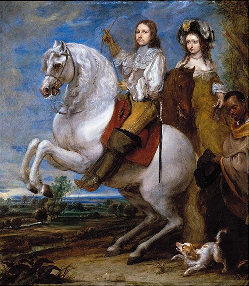 Equestrian portrait of an elegant couple, 1670, Gonzales Coques