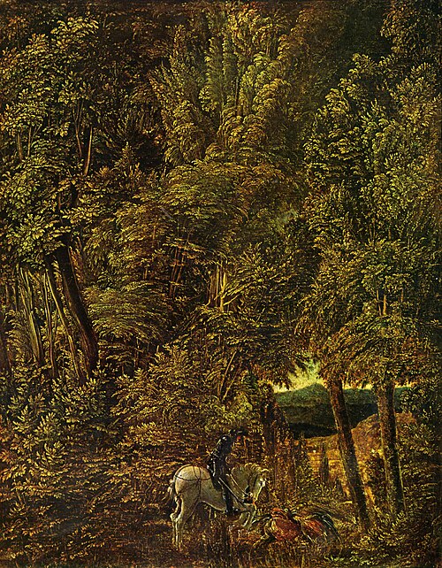 Saint Georges et le Dragon en forêt, 1510, Albrecht Altdorfer