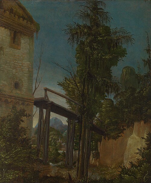 Landscape with a Footbridge, 1518, Albrecht Altdorfer