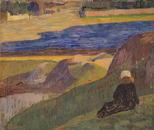 Bretonsk landskab med hvilende pige, 1892, Gad Frederik Clement