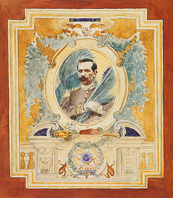 Estudo decorativo com retrato do Marechal Floriano, , Rodolfo Amoedo