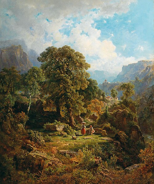 A landscape in the Fassa Valley, South Tyrol, 1862, Gottfried Seelos