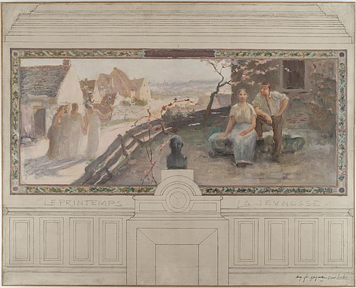 Esquisse de la mairie de Montreuil-sous-Bois : Le printemps - La jeunesse, 1892, Auguste François-Marie Gorguet
