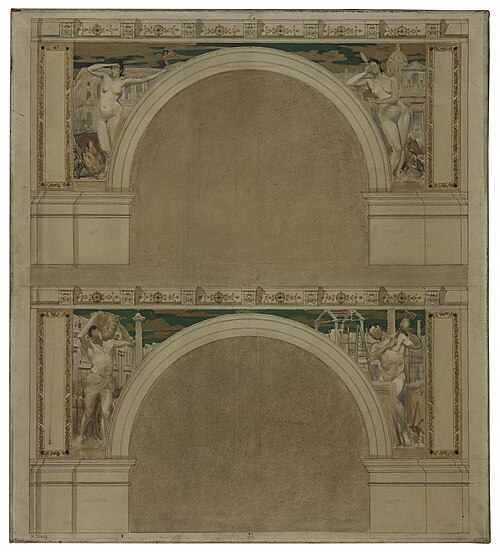 Esquisse pour un salon d'introduction de l'Hôtel de Ville de Paris : Arts. Sciences. Commerce. Indus, 1892, Eugène Martial Simas