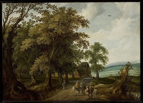 Landscape with travellers on the road, 1650, Willem van den Bundel