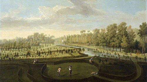 A View of Chiswick House Gardens from the West towards the Bagnio, 1729, Pieter Andreas Rijsbrack