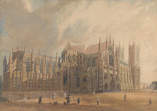 Northeast view of Westminster Abbey, , John Gendall