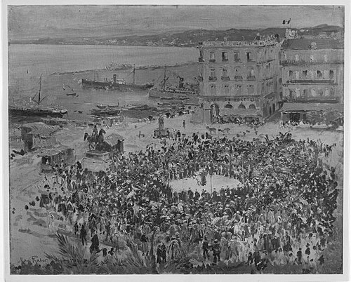Sonntag in Algier mit Militärkonzert am Hafen, 1903, Max Rabes
