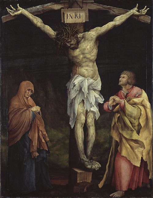 Tauberbischofsheim altarpiece: Christ on the Cross with Mary and Saint John, 1523, Matthias Grünewald