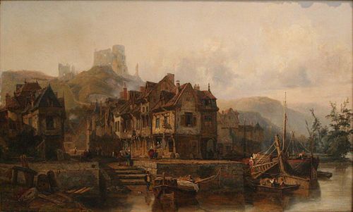 Vue des bords de la Seine sous le Château Gaillard, aux Andelys lieu de naissance, 1834, Félix Danvin