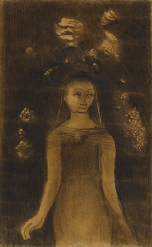 Young woman standing, , Odilon Redon