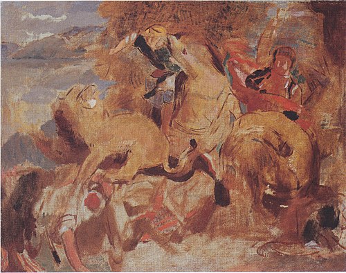 étude pour 'La chasse aux lions' d’après Delacroix, 1867, Odilon Redon