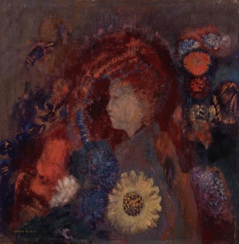 Profil de jeune fille parmi les fleurs, 1905, Odilon Redon
