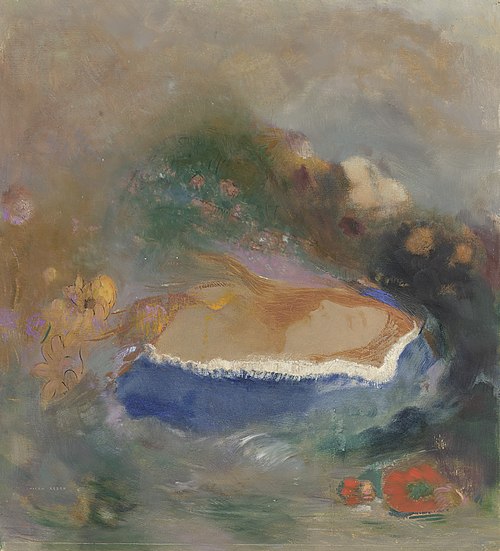 Ophélie, la cape bleue sur les eaux (Ophelia with a Blue Wimple in the Water), 1900, Odilon Redon