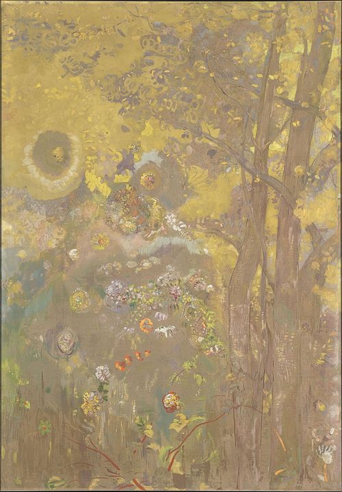 Arbres sur un fond jaune, 1901, Odilon Redon