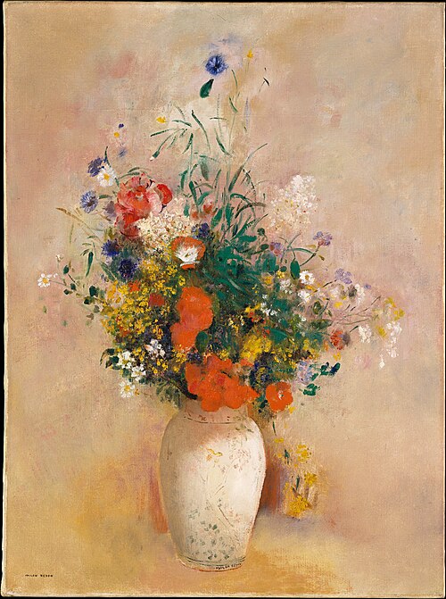 Vase of Flowers (Pink Background), 1906, Odilon Redon