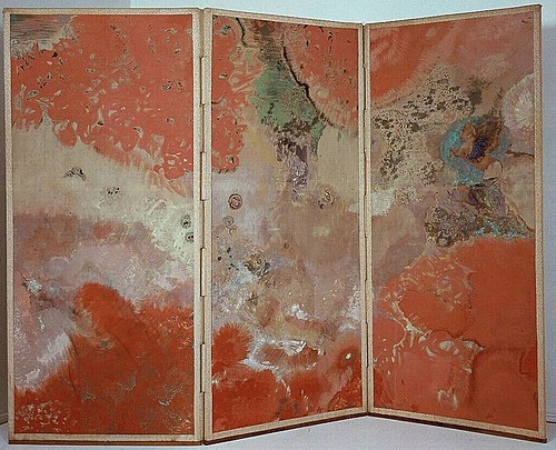 Le paravent rouge (avec Pégase), , Odilon Redon