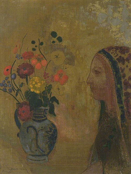 Profile de femme avec vase de fleurs, 1900, Odilon Redon