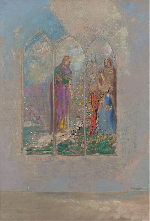 Devotion near a red bush, 1905, Odilon Redon