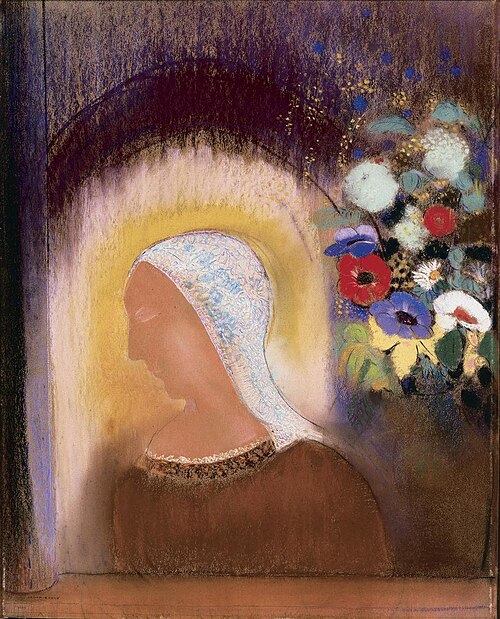 Profile and Flowers, 1912, Odilon Redon