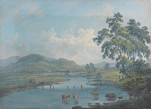 River Landscape with Cattle Watering, , John Laporte