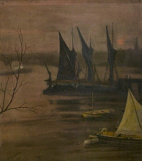 The River in Winter, Sunset, 1865, Walter Greaves