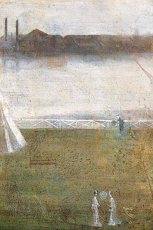Japanese Figures on Chelsea Embankment, 1870, Walter Greaves