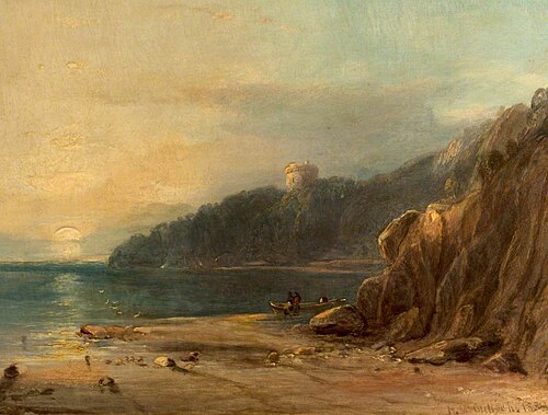 Coastal Landscape with a Castle at Sunset, 1850, Horatio McCulloch
