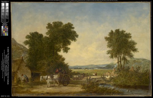 Wooded Country Landscape with Figures in a Cart, 1855, Alfred Gomersal Vickers