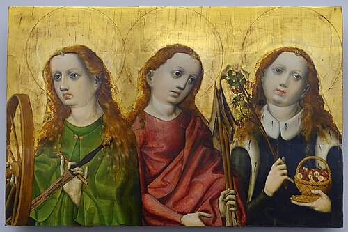 Saint Catherine, Saint Ursula and Saint Dorothy, 1440, Meister des Tucheraltars
