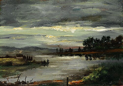 Flusslandschaft im Mondschein, 1870, Gustav Bechtolsheim