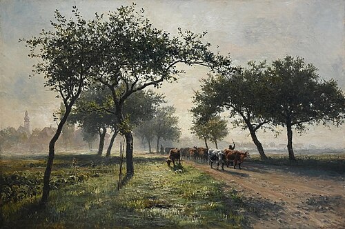 Viehtrieb am Morgen, 1881, Gustav Bechtolsheim