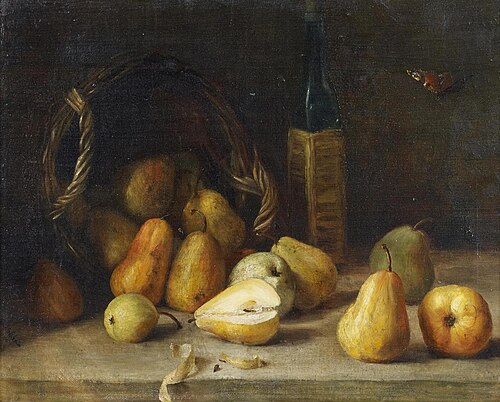 Stillleben mit Birnen und einer Weinflasche, 1904, Gustav Bechtolsheim
