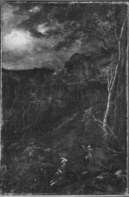 Ideallandschaft mit der Stigmatisierung des hl. Franziskus, 1721, Jan Joost van Cossiau