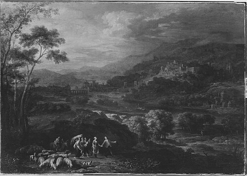 Ideallandschaft mit Bergstadt, 1729, Jan Joost van Cossiau
